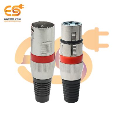 XLR Jack 3-Pin Male/Female Microphone Mic Audio Connector (Red)